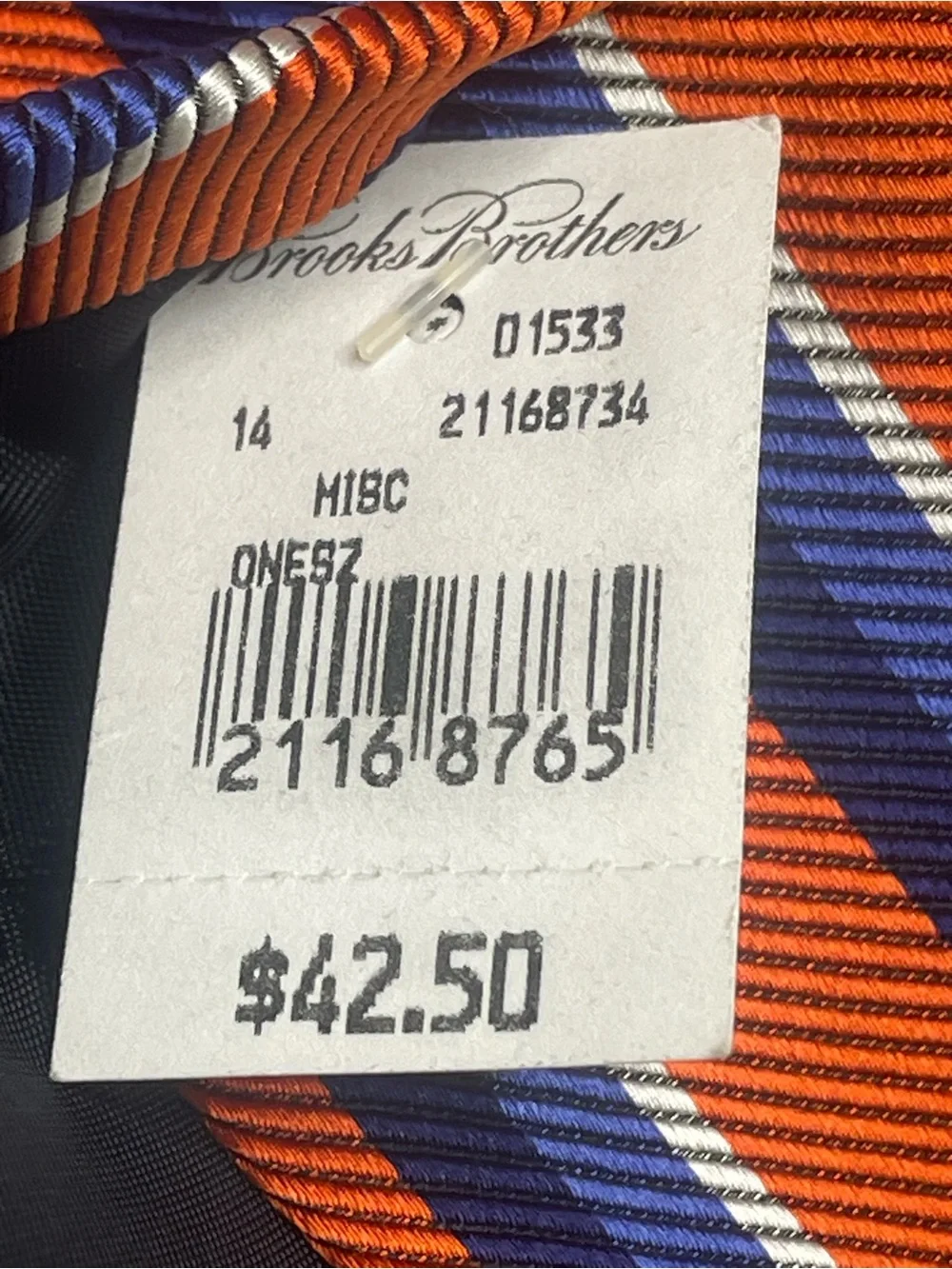 Brooks Brothers Makers Repp Silk Tie Orange Blue Preppy Striped Textured Necktie